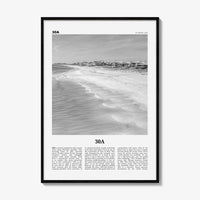 30A Print Black and White, 30A Wall Art, 30A Poster, 30A Photo, 30A Wall Décor, 30A Map, Florida, USA