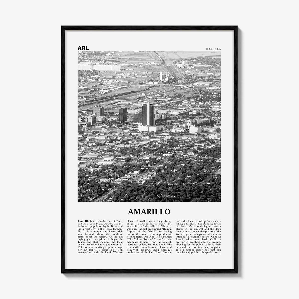 Amarillo Print Black and White, Amarillo Wall Art, Amarillo Poster, Amarillo Photo, Amarillo Wall Décor, Texas, USA, United States