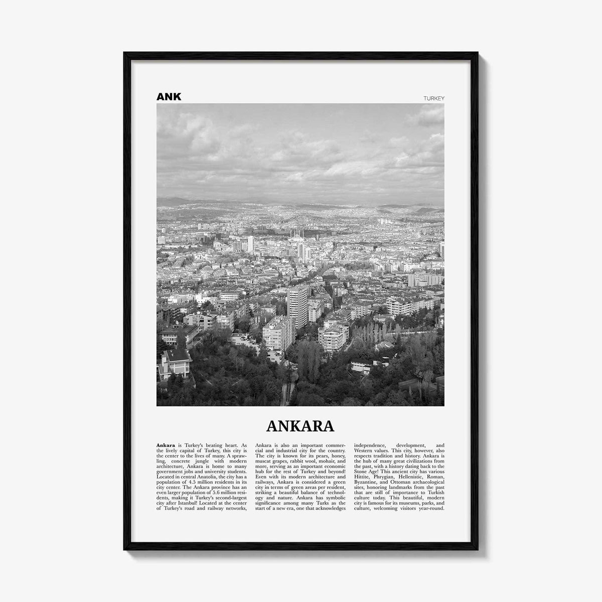 Ankara Print Black and White, Ankara Wall Art, Ankara Poster, Ankara Photo, Ankara Wall Decor, Turkey, Ancyra, Angora, Türkiye, Turkish