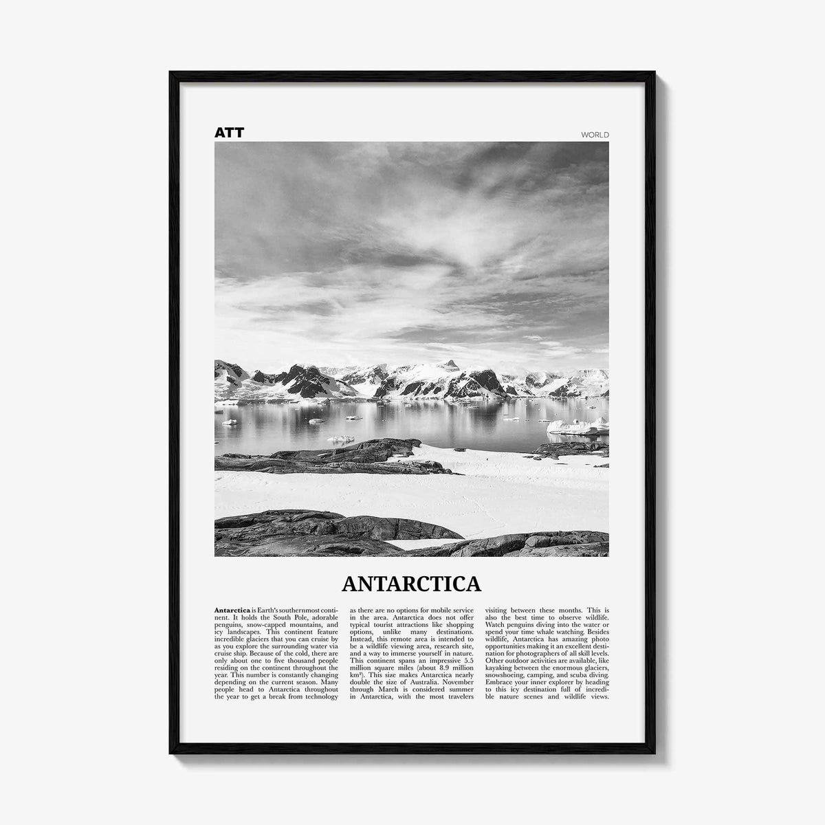 Antarctica Print Black and White, Antarctica Wall Art, Antarctica Poster, Antarctica Photo, Antarctica Wall Décor, Antarctica Map
