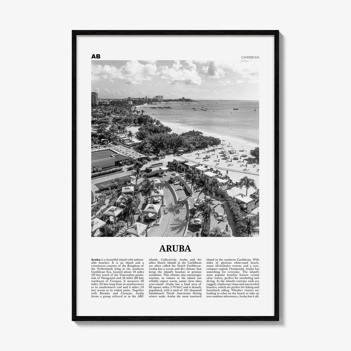 Aruba Print Black and White No 2, Aruba Wall Art, Aruba Poster, Aruba Photo, Aruba Wall Decor, Country Art Print, Oranjestad, Caribbean