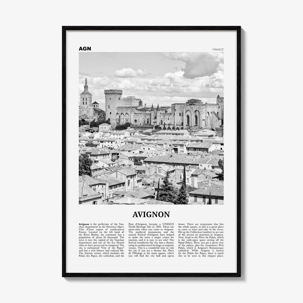 Avignon Print Black and White, Avignon Wall Art, Avignon Poster, Avignon Photo, Avignon Wall Décor, France, Avenio, Alpes-Côte d'Azur