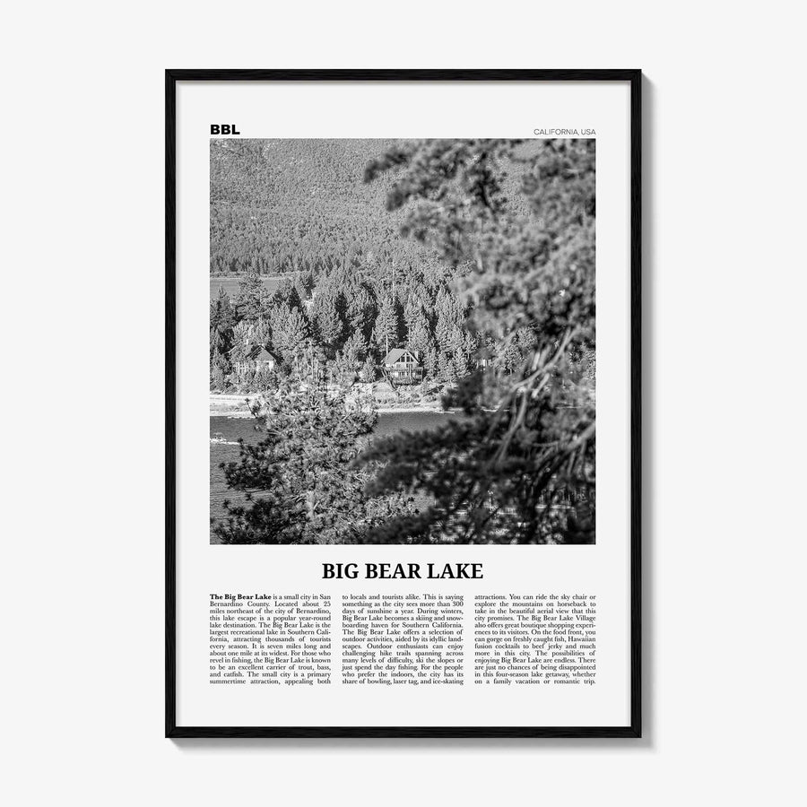Big Bear Lake Print Black and White No 2, Big Bear Lake Wall Art, Big Bear Lake Poster, Big Bear Lake Photo, Big Bear Map, California