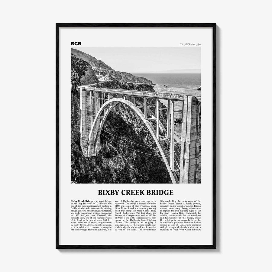 Bixby Creek Bridge Print Black and White, Bixby Creek Bridge Wall Art, Bixby Creek Bridge Poster, Bixby Creek Bridge Photo