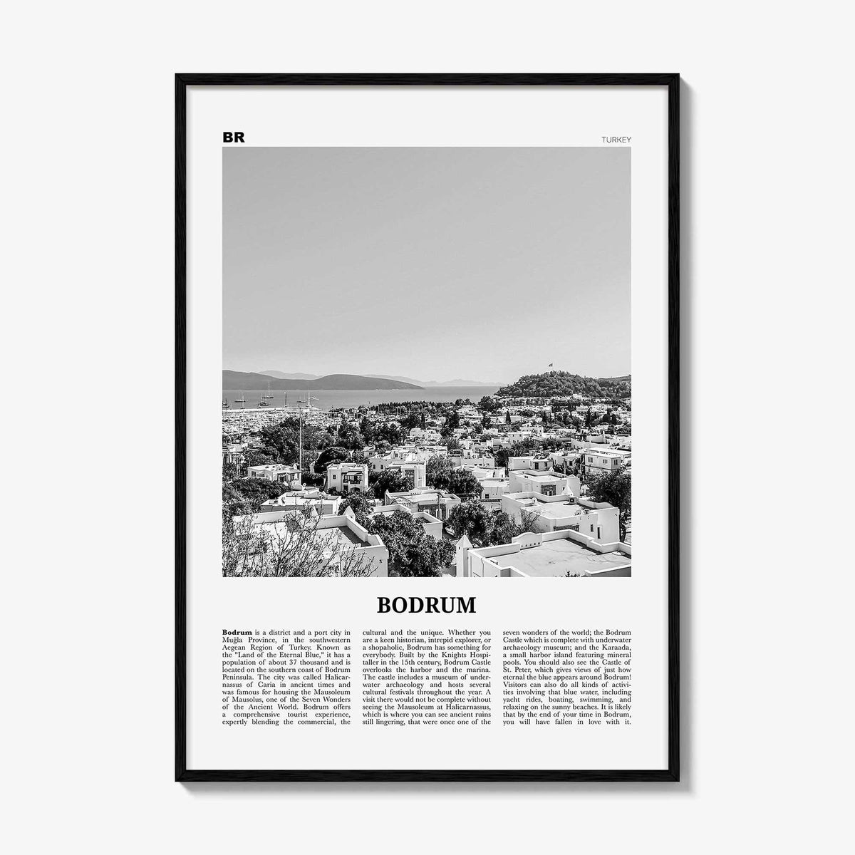 Bodrum Print Black and White, Bodrum Wall Art, Bodrum Poster, Bodrum Photo, Bodrum Wall Décor, Travel Poster Print, Türkiye, Turkish