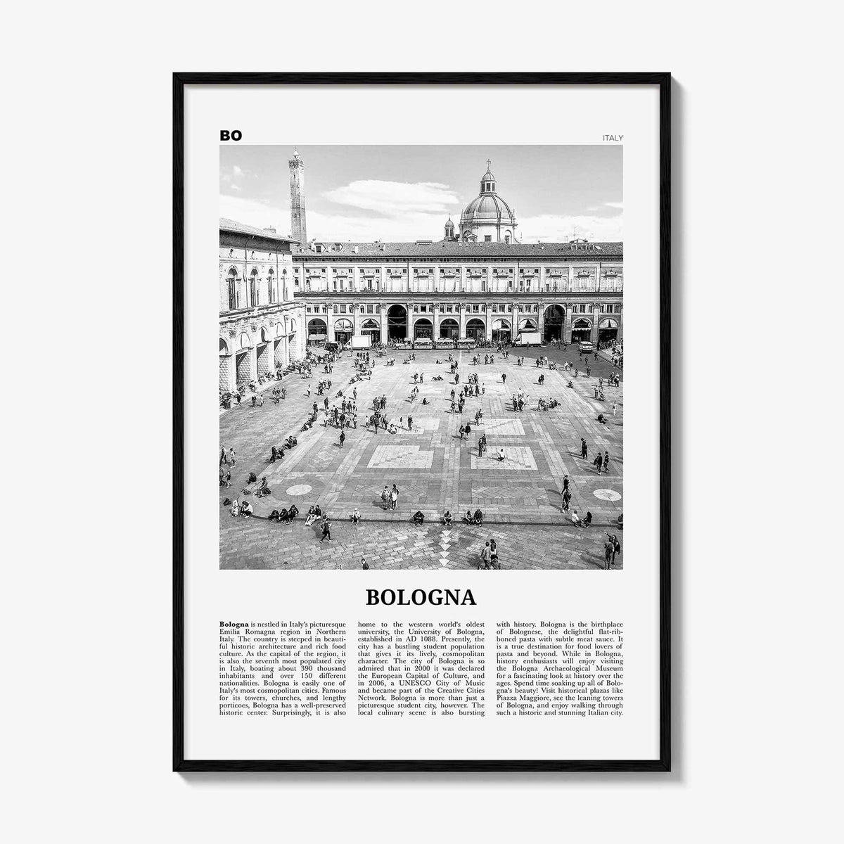 Bologna Print Black and White No 1, Bologna Wall Art, Bologna Poster, Bologna Photo, Bologna Wall Decor, Bononia, Italy, Italia, Europe