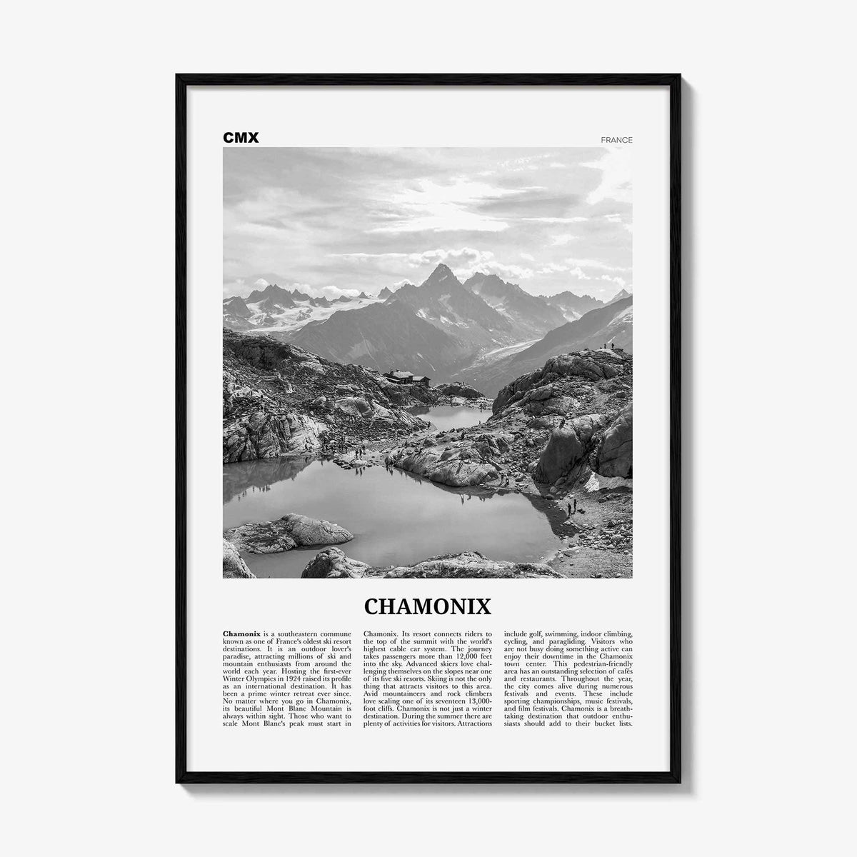Chamonix Print Black and White, Chamonix Wall Art, Chamonix Poster, Chamonix Photo, Chamonix Wall Décor, Mont Blanc, France, Aples