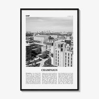 Champaign Print Black and White, Champaign Wall Art, Champaign Poster, Champaign Photo, Champaign Wall Décor, Illinois, USA, United States