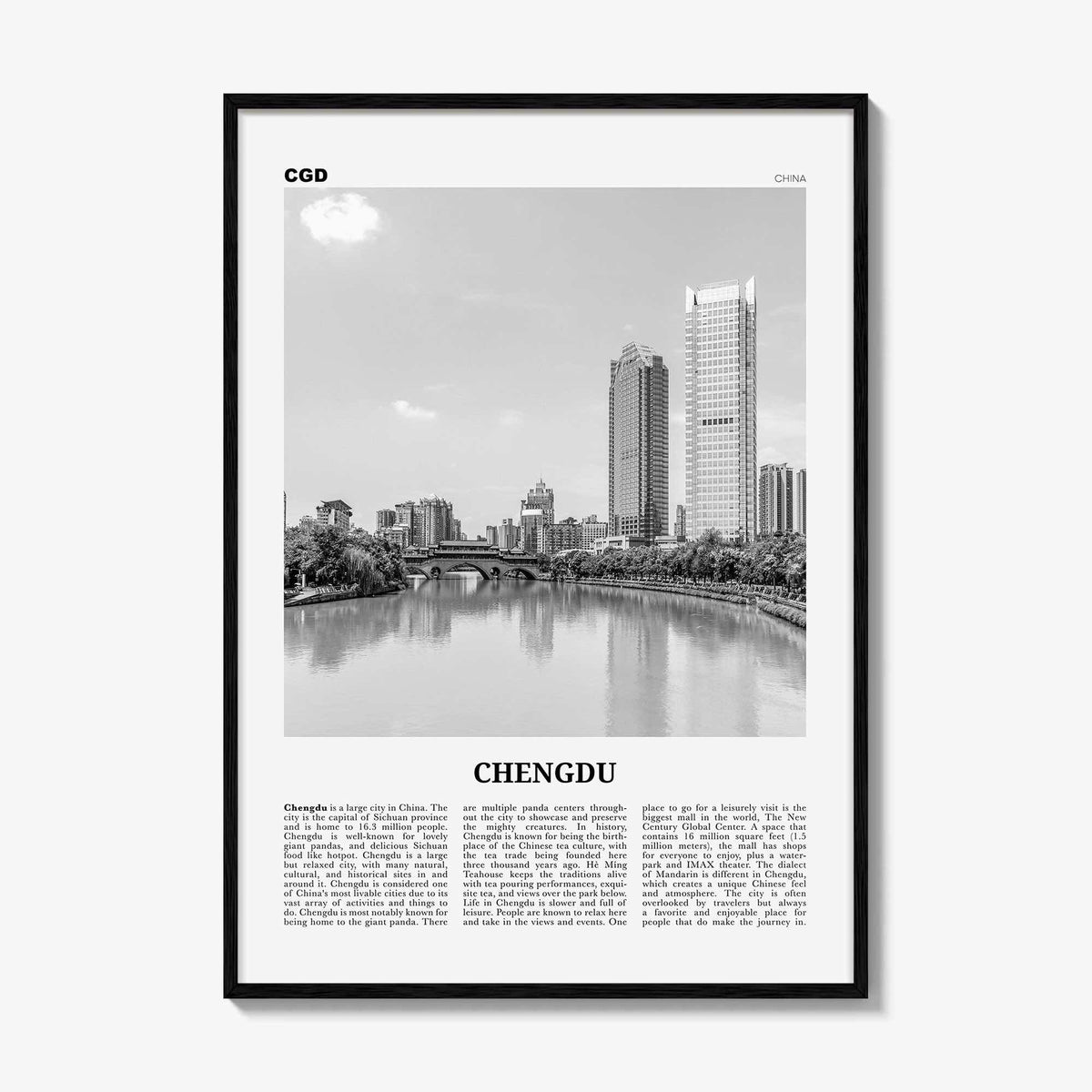 Chengdu Print Black and White, Chengdu Wall Art, Chengdu Poster, Chengdu Photo, Chengdu Wall Décor, China