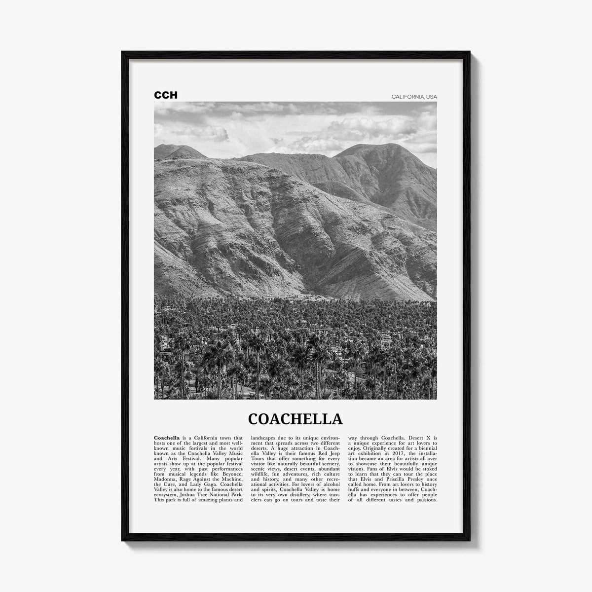 Coachella Print Black and White, Coachella Wall Art, Coachella Poster, Coachella Photo, Coachella Wall Décor, Coachella Map, United States