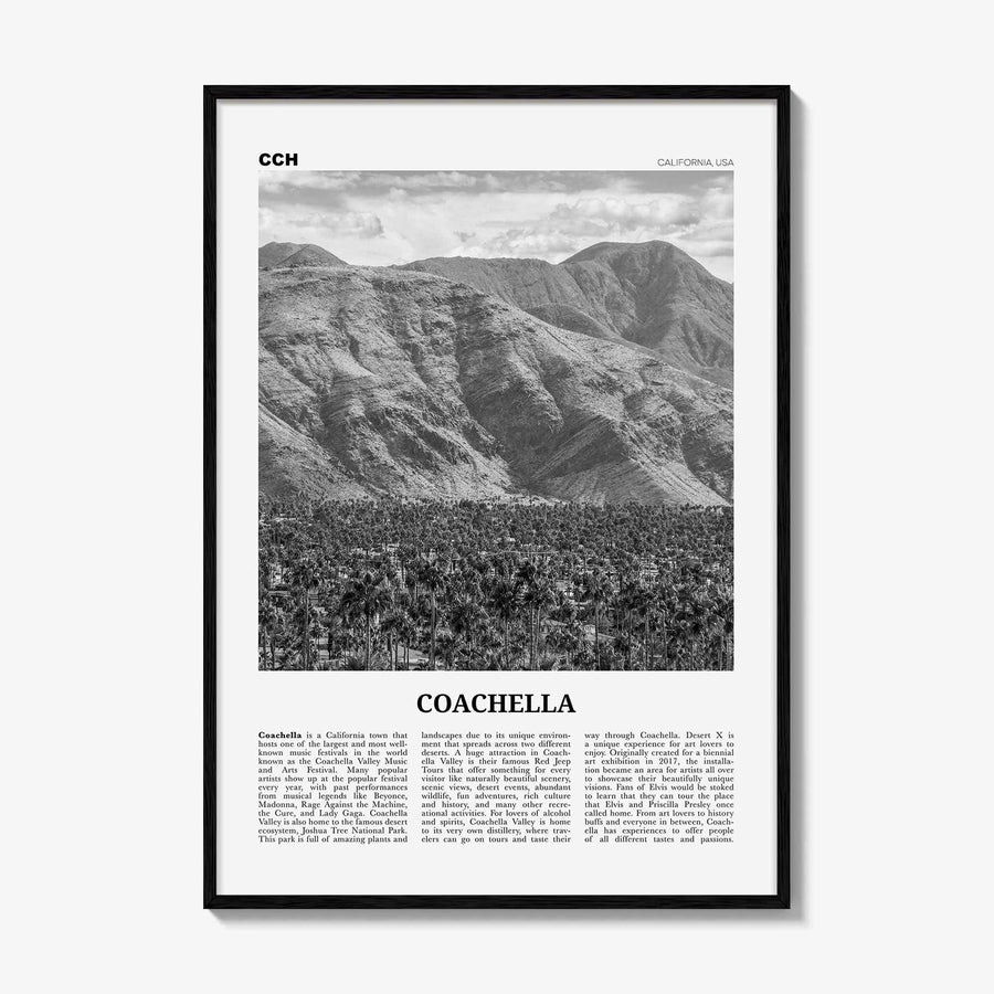 Coachella Print Black and White, Coachella Wall Art, Coachella Poster, Coachella Photo, Coachella Wall Décor, Coachella Map, United States