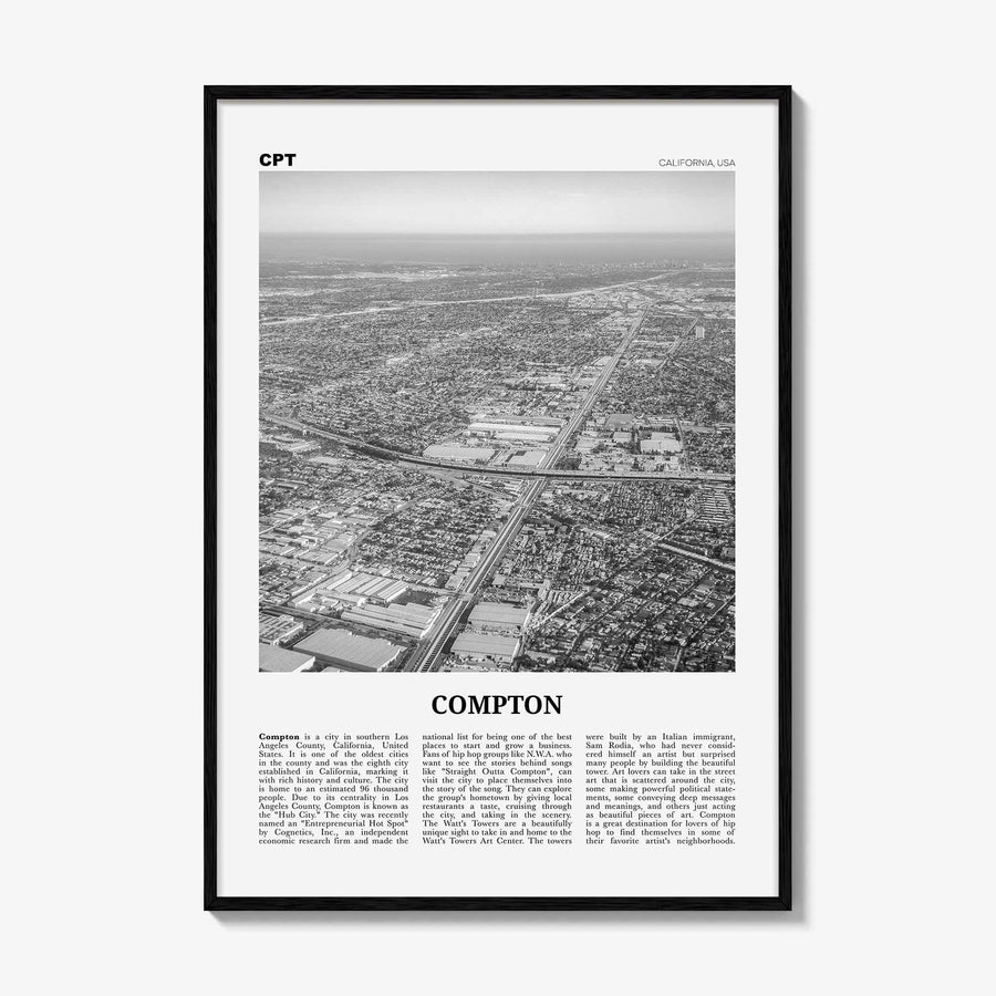 Compton Print Black and White, Compton Wall Art, Compton Poster, Compton Photo, Compton Wall Decor, California, USA, United States