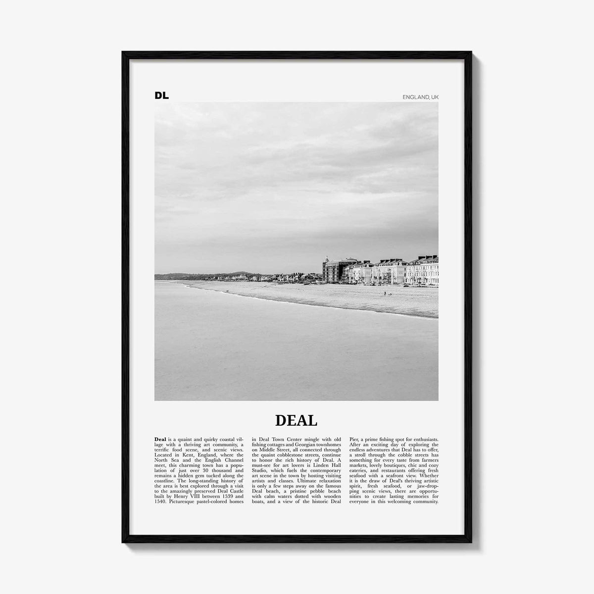 Deal Print Black and White, Deal Wall Art, Deal Poster, Deal Photo, Deal Wall Décor, England, UK, United Kingdom, Dover, Kent