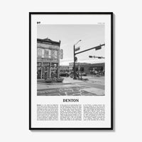 Denton Print Black and White, Denton Wall Art, Denton Poster, Denton Photo, Denton Map, Denton Wall Decor, Texas, USA, United States