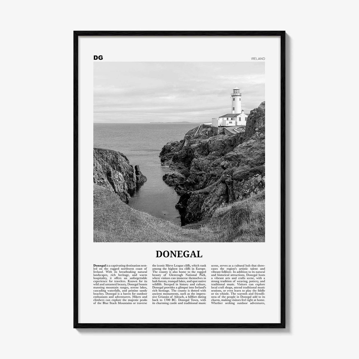 Donegal Print Black and White, Donegal Wall Art, Donegal Poster, Donegal Photo, Donegal Wall Décor, Donegal Map, Ireland