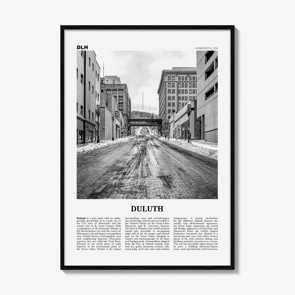 Duluth Print Black and White, Duluth Wall Art, Duluth Poster, Duluth Photo, Duluth Wall Decor, Minnesota, USA, United States, North America