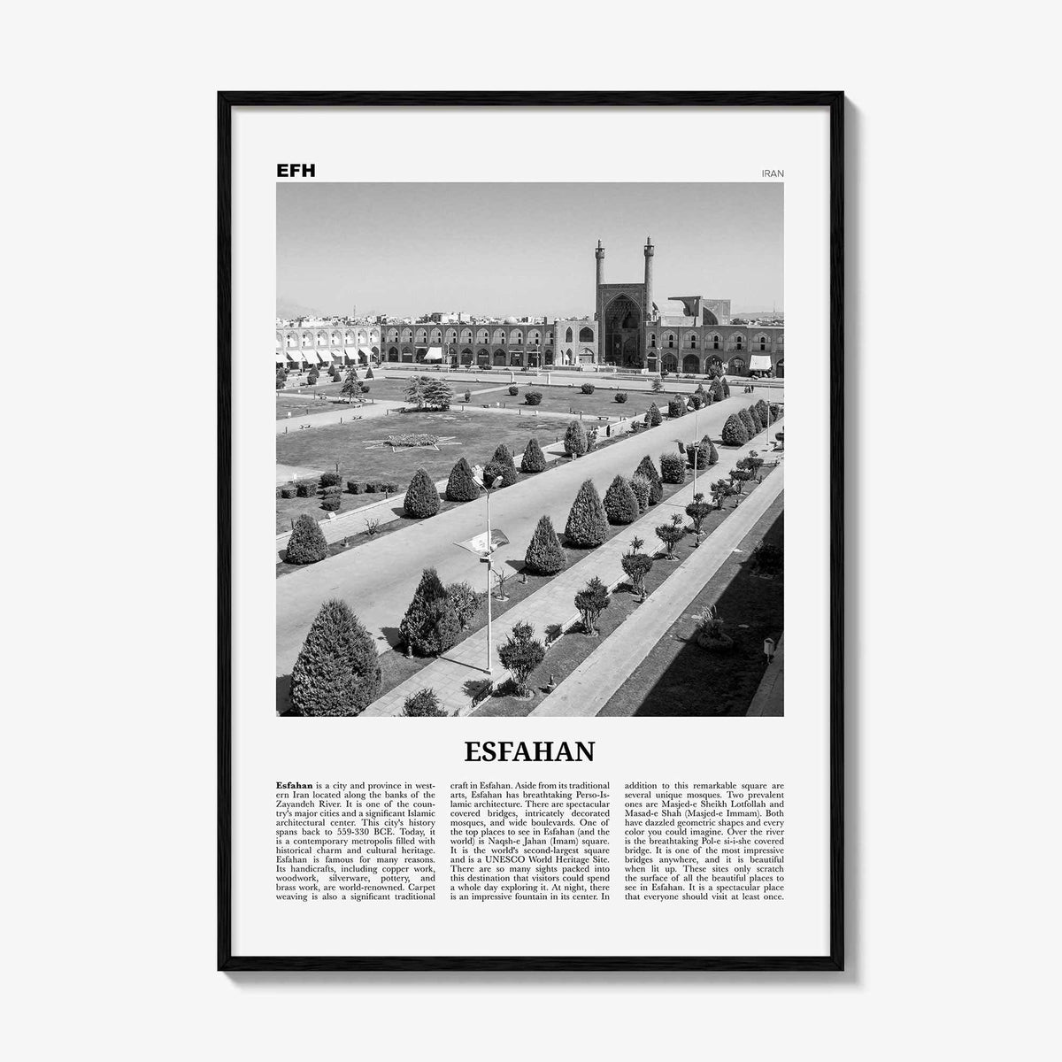 Esfahan Print Black and White, Esfahan Wall Art, Esfahan Poster, Esfahan Photo, Isfahan, Ispahan, Spahan, Sepahan, Hispahan, Iran, اصفهان