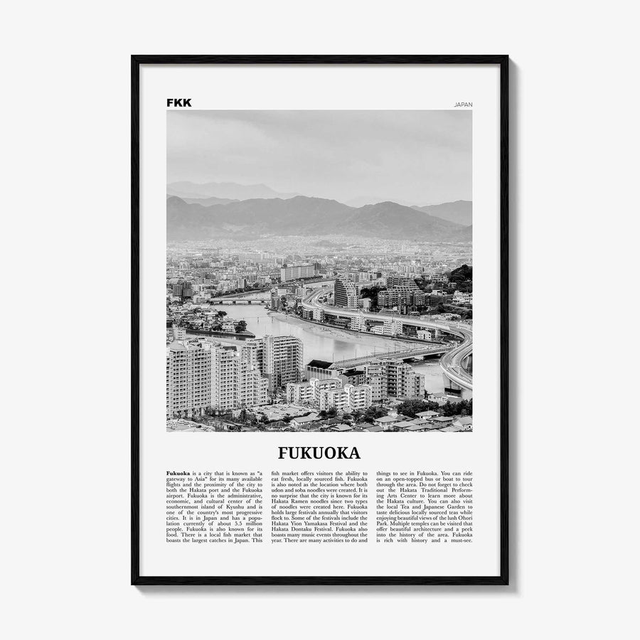 Fukuoka Print Black and White, Fukuoka Wall Art, Fukuoka Poster, Fukuoka Photo, Fukuoka Wall Décor, Japan, Kyushu, 福岡市