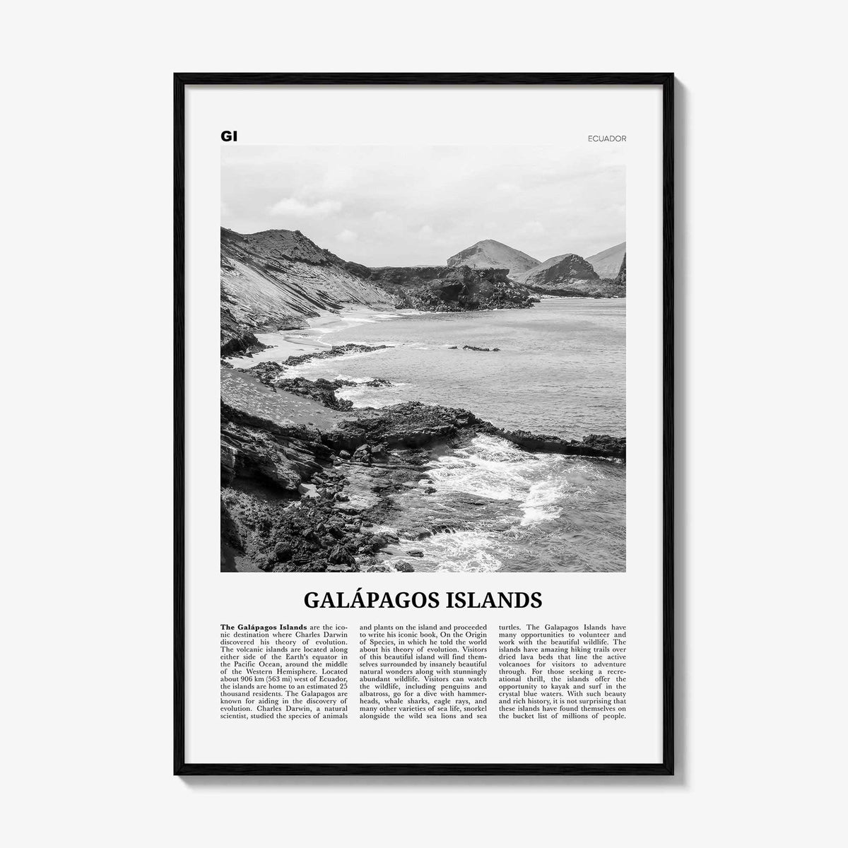 Galapagos Islands Print Black and White, Galápagos Islands Wall Art, Galápagos Islands Poster, Galápagos Islands Photo, Galápagos Wall Décor