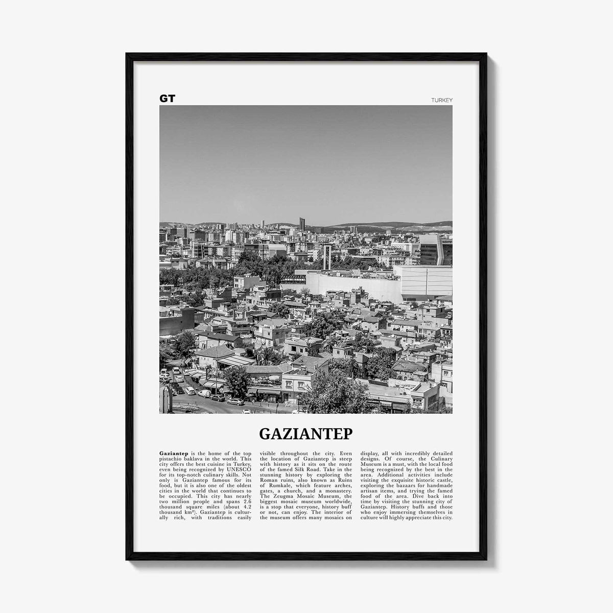 Gaziantep Print Black and White, Gaziantep Wall Art, Gaziantep Poster, Gaziantep Photo, Gaziantep Wall Décor, Gaziantep Map, Turkey