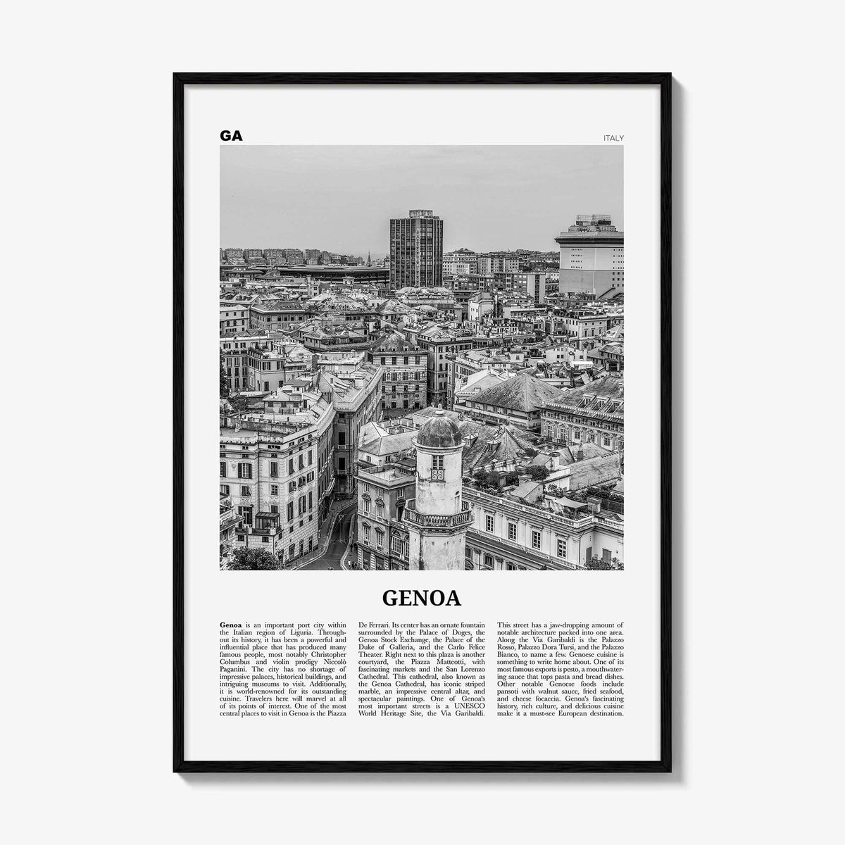 Genoa Print Black and White, Genoa Wall Art, Genoa Poster, Genoa Photo, Genoa Wall Décor, Italy, Genova, Italia, Zêna, Genua