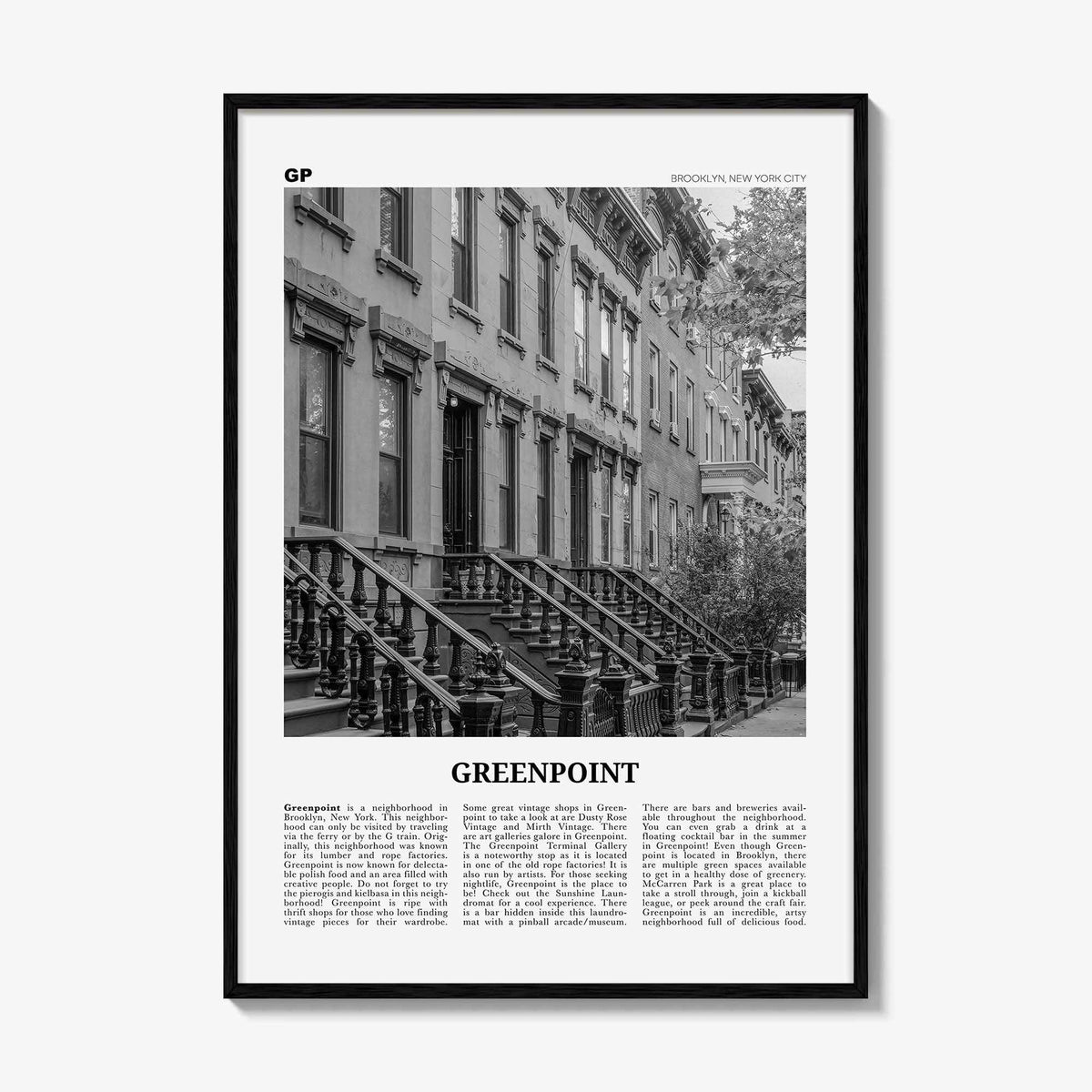 Greenpoint Print Black and White, Greenpoint Wall Art, Greenpoint Poster, Greenpoint Photo, Greenpoint Wall Décor, Brooklyn, New York, USA