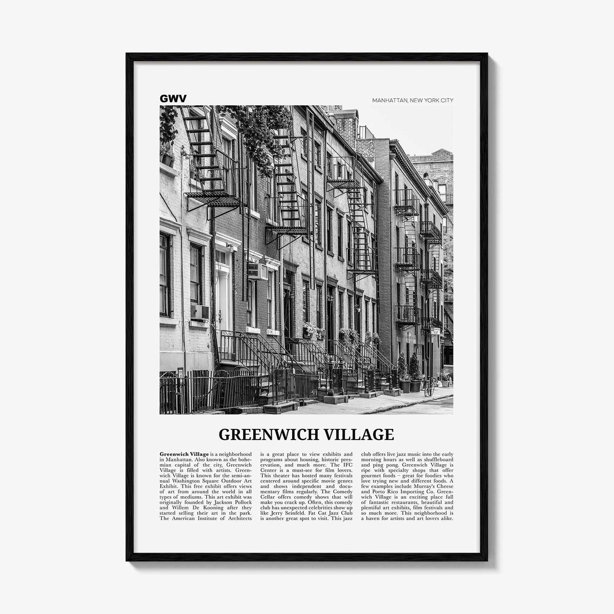 Greenwich Village Print Black and White, Greenwich Village Wall Art, Greenwich Village Poster, Greenwich Village Photo, Manhattan, New York