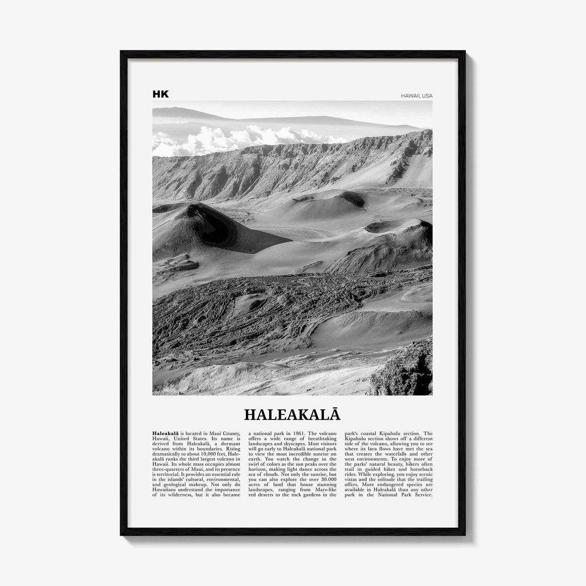 Haleakala Print Black and White, Haleakalā Wall Art, Haleakalā Poster, Haleakalā Photo, Hawaii, USA, United States, North America