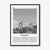Houghton Print Black and White, Houghton Wall Art, Houghton Poster, Houghton Photo, Houghton Wall Décor, Houghton Map, Michigan, USA