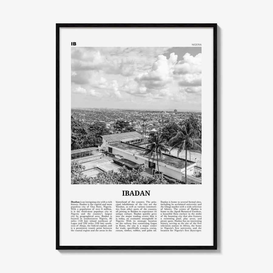 Ibadan Print Black and White, Ibadan Wall Art, Ibadan Poster, Ibadan Photo, Ibadan Wall Decor, City Art Print, Nigeria, Ìbàdàn, Oyo, Africa