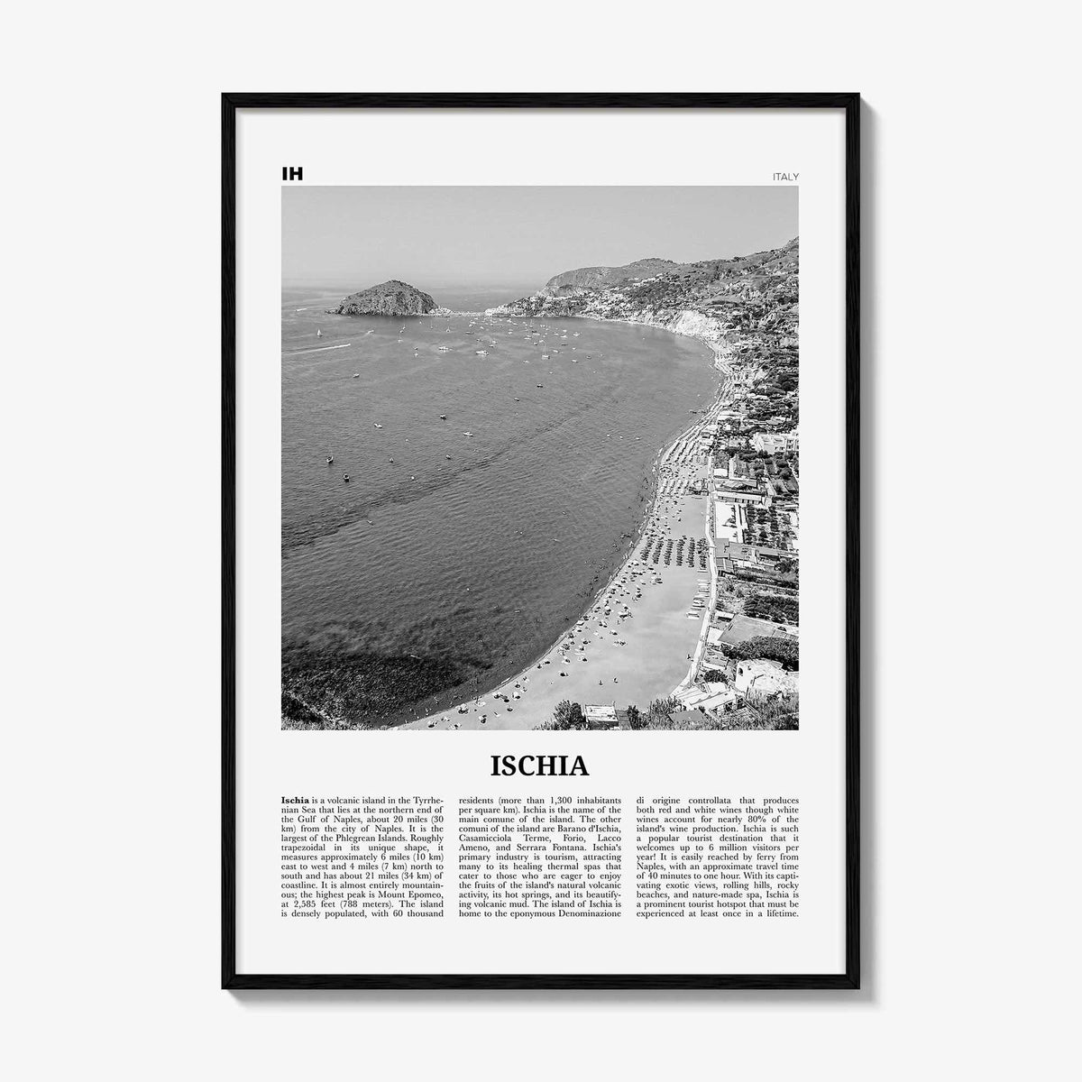 Ischia Print Black and White, Ischia Wall Art, Ischia Poster, Ischia Photo, Ischia Wall Décor, Italy, Italia