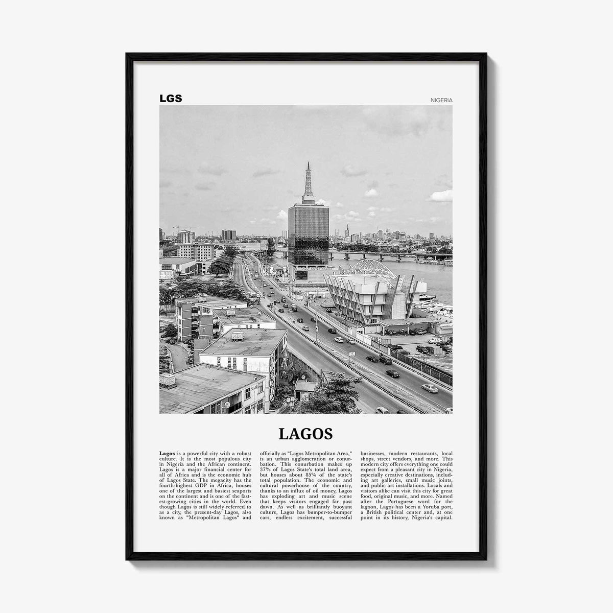 Lagos Print Black and White Nigeria No 2, Lagos Wall Art, Lagos Poster, Lagos Photo, Lagos Wall Decor, City Art Print, Èkó, Sahara, Africa