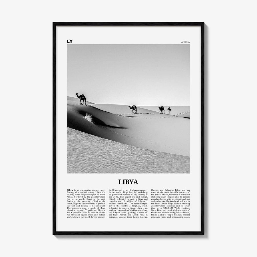 Libya Print Black and White, Libya Wall Art, Libya Poster, Libya Photo, Libya Wall Decor, Country Art Print,  دولة ليبيا Africa