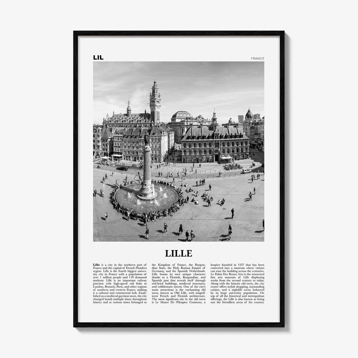 Lille Print Black and White, Lille Wall Art, Lille Poster, Lille Photo, Lille Wall Décor, Lile, France, Hauts-de-France