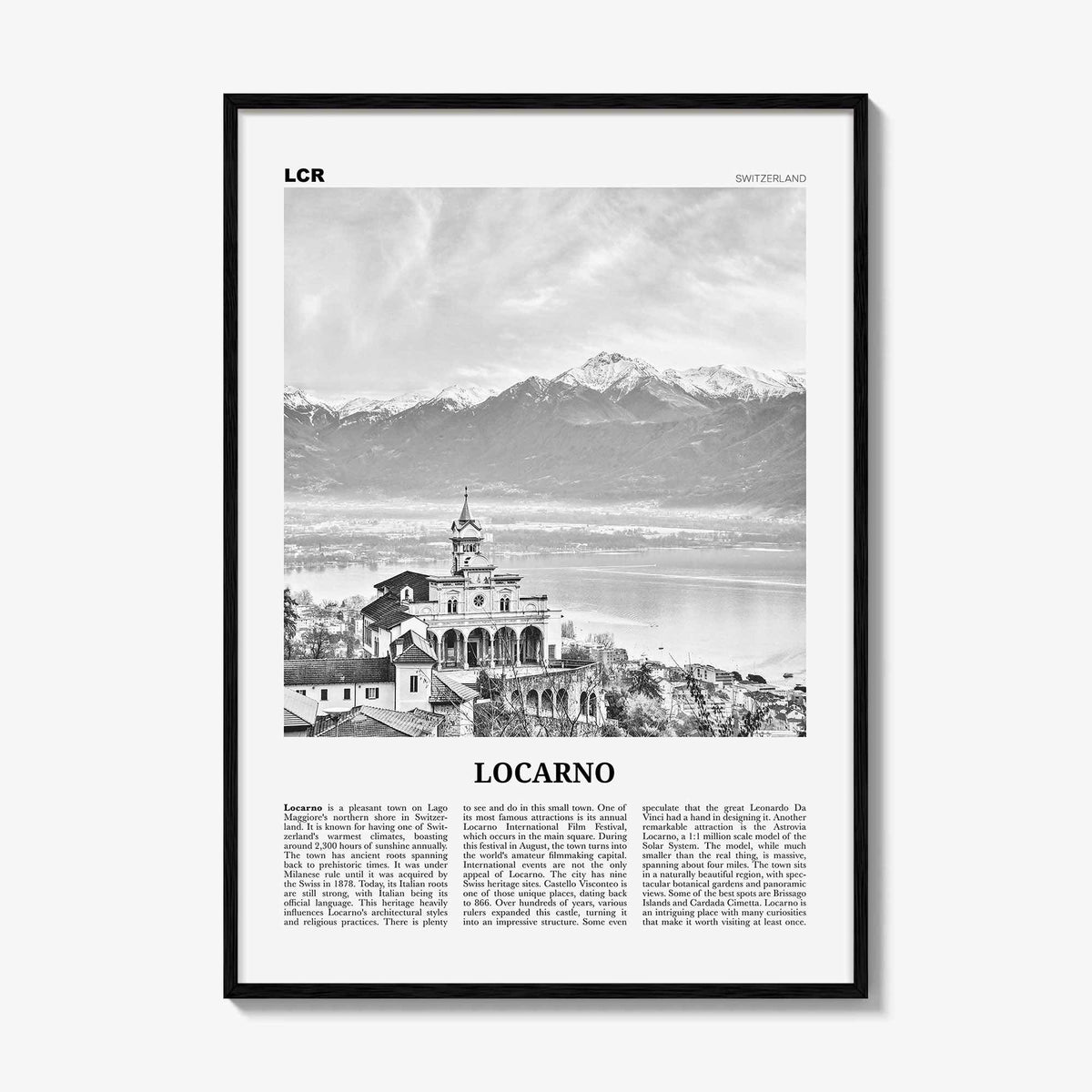 Locarno Print Black and White, Locarno Wall Art, Locarno Poster, Locarno Photo, Locarno Wall Décor, Switzerland, Swiss, Ticino, Locarno
