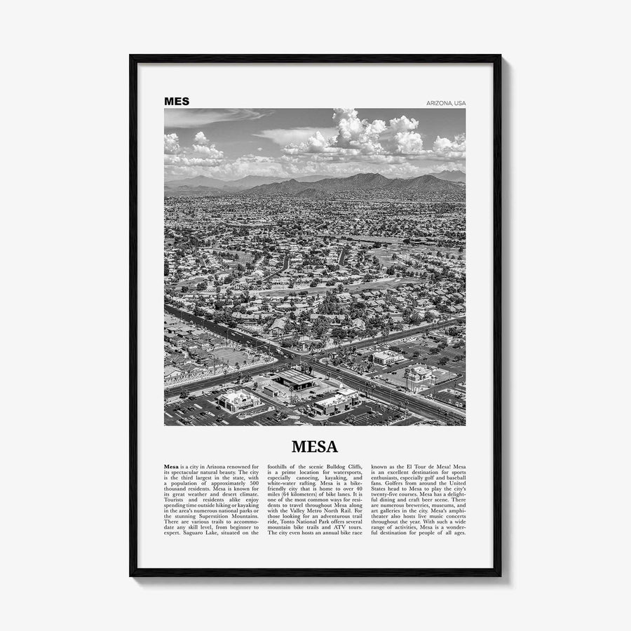 Mesa Print Black and White, Mesa Wall Art, Mesa Poster, Mesa Photo, Mesa Wall Décor, Arizona, USA, United States
