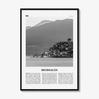 Michoacan Print Black and White, Michoacan Wall Art, Michoacán Poster, Michoacán Photo, Michoacán Wall Décor, Michoacán Map, Mexico