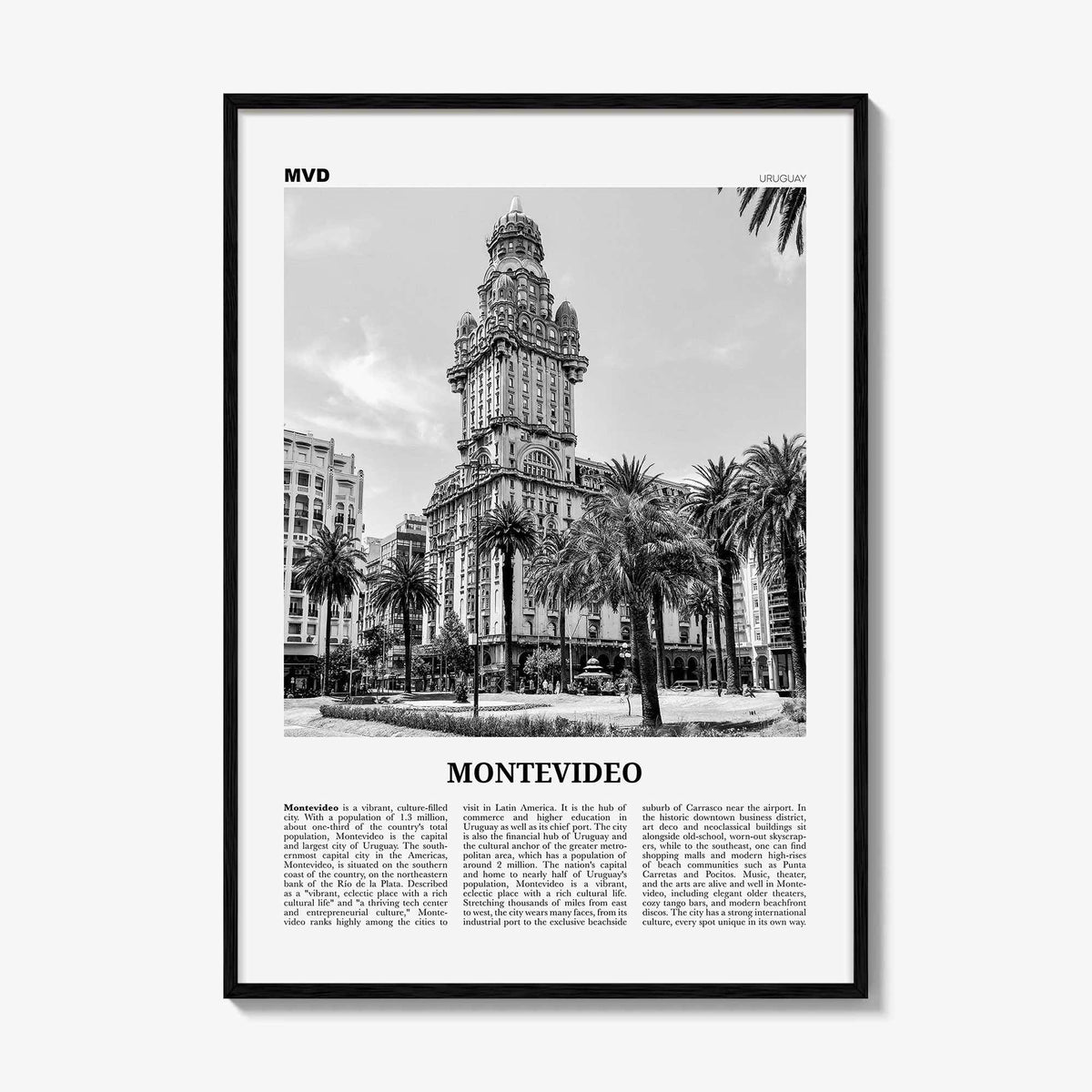 Montevideo Print Black and White, Montevideo Wall Art, Montevideo Poster, Montevideo Photo, Montevideo Wall, Uruguay, Uruguai, South America