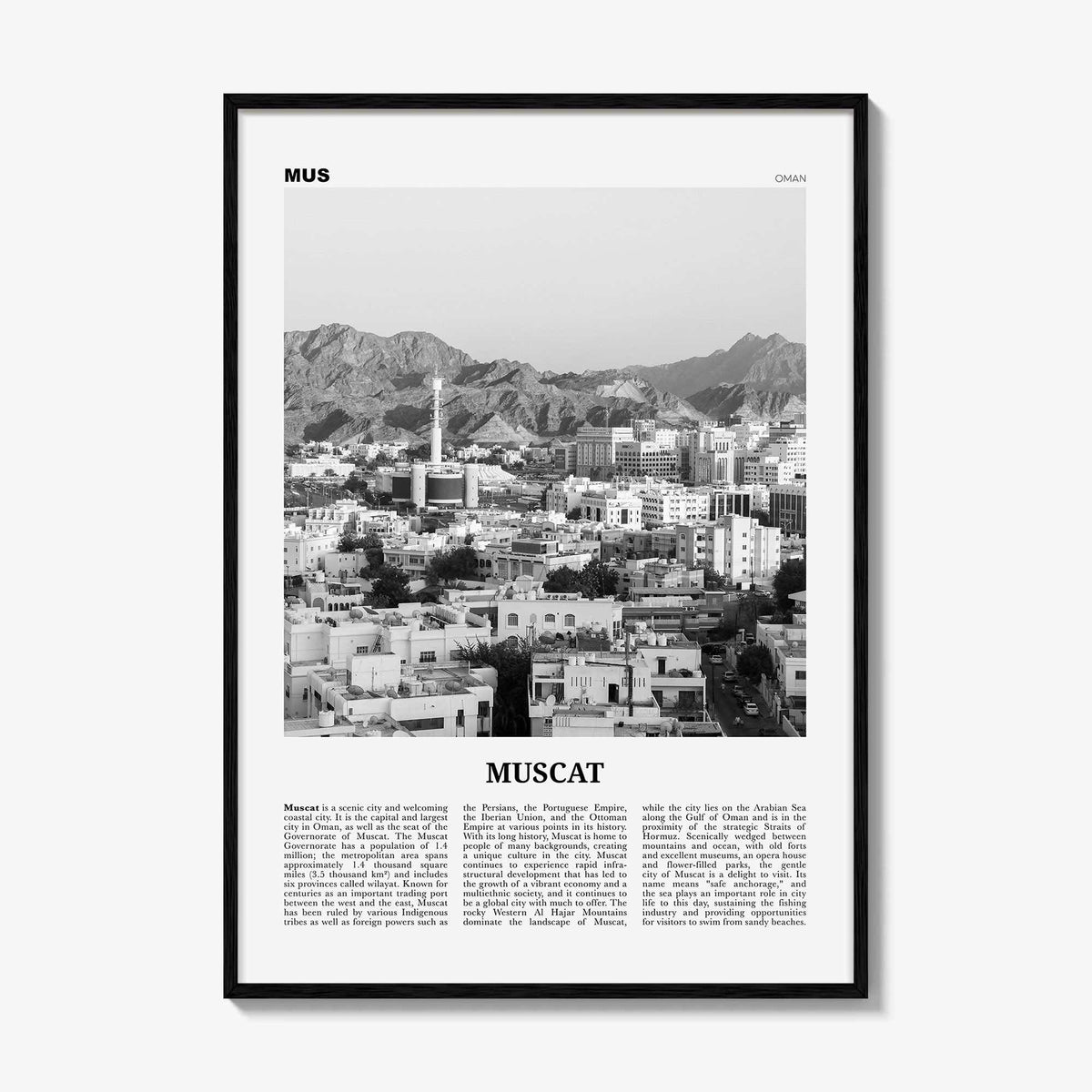 Muscat Print Black and White, Muscat Wall Art, Muscat Poster, Muscat Photo, Muscat Decor, Oman, Salṭanat ʻUmān, Arab, Persian, Middle East