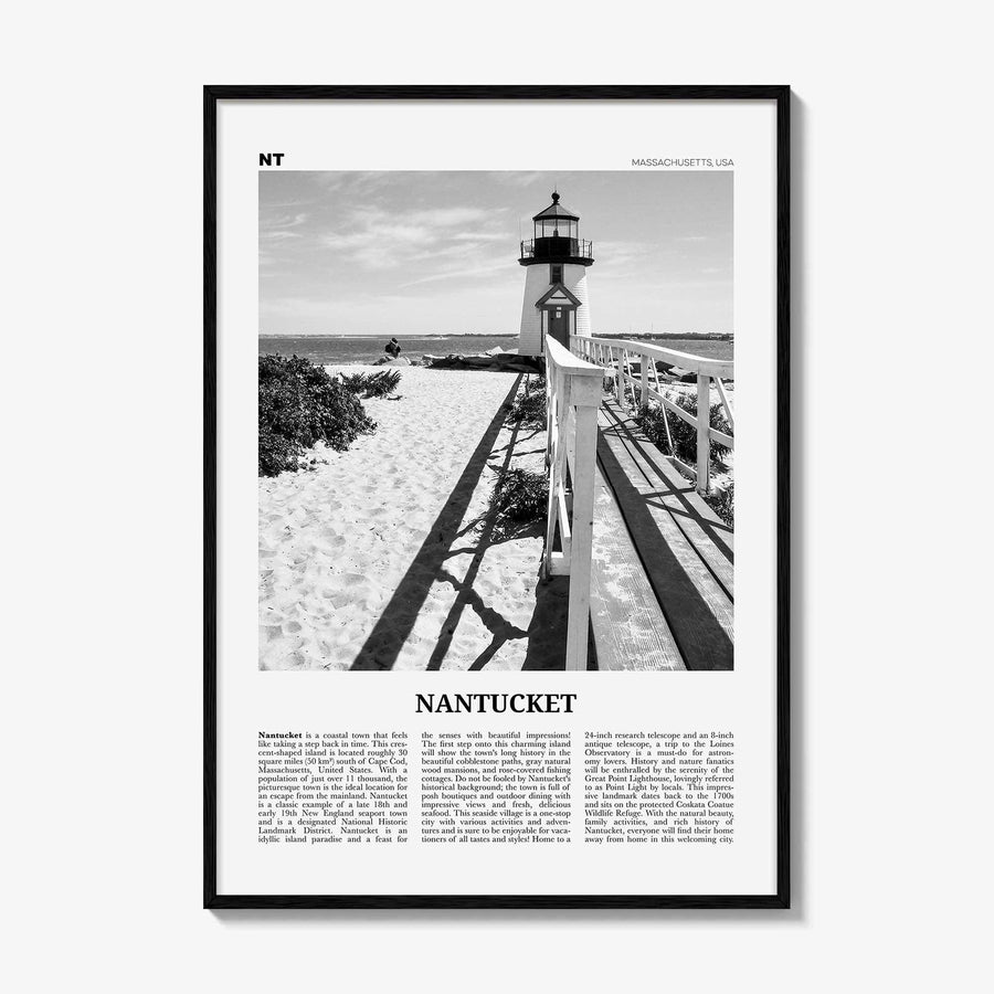 Nantucket Print Black and White, Nantucket Wall Art, Nantucket Poster, Nantucket Photo, Nantucket Wall Décor, Massachusetts, USA