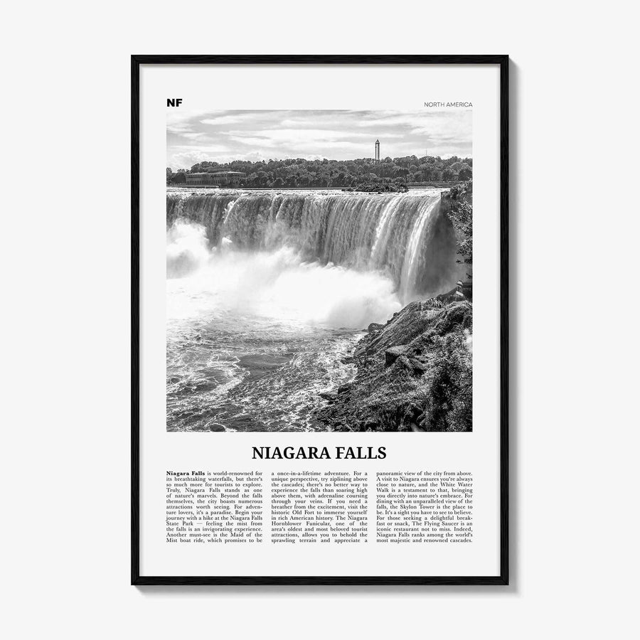 Niagara Falls Print Black and White North America, Niagara Falls Wall Art, Niagara Falls Poster, Niagara Falls Photo, Canada, United States