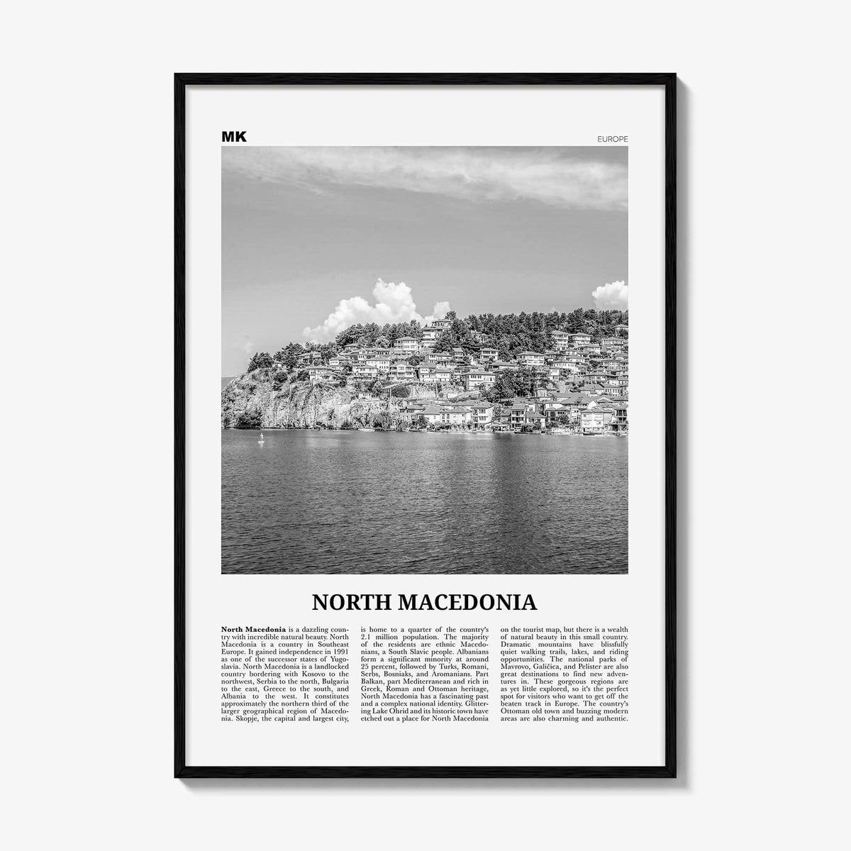 North Macedonia Print Black and White, North Macedonia Wall Art, North Macedonia Poster, Macedonia, Skopje, Yugoslavia, Balkan, Europe