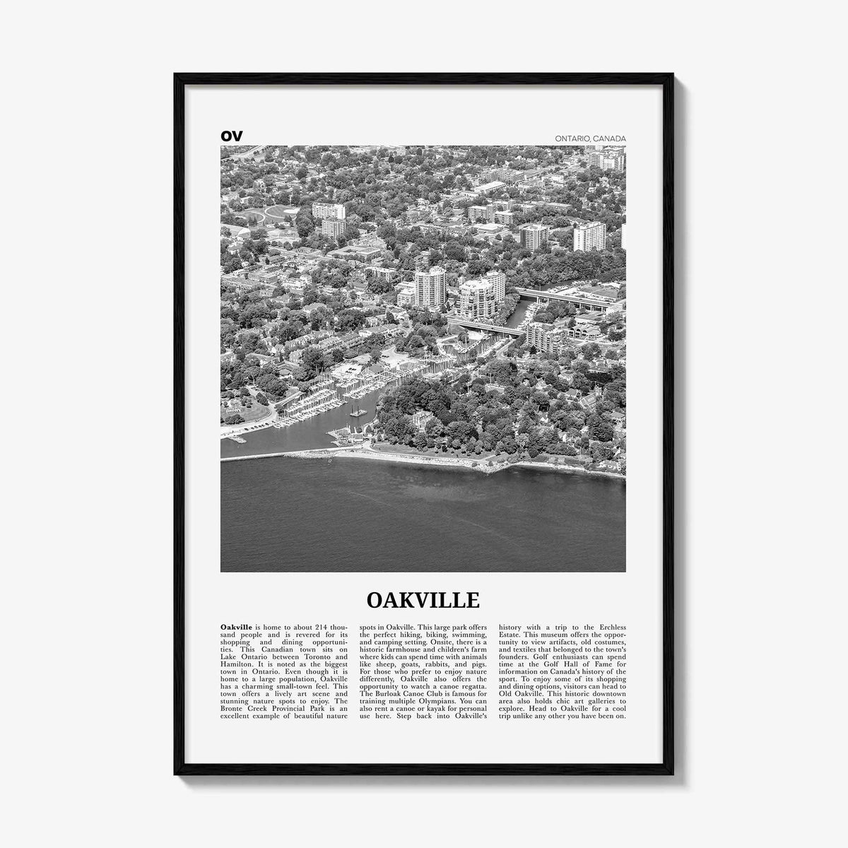 Oakville Print Black and White, Oakville Wall Art, Oakville Poster, Oakville Photo, Oakville Wall Décor, Oakville Map, Ontario, Canada