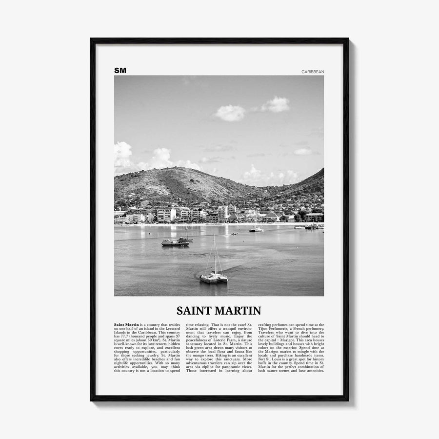 Saint Martin Print Black and White, Saint Martin Wall Art, Saint Martin Poster, Saint Martin Photo, Saint Martin Wall Décor, Caribbean