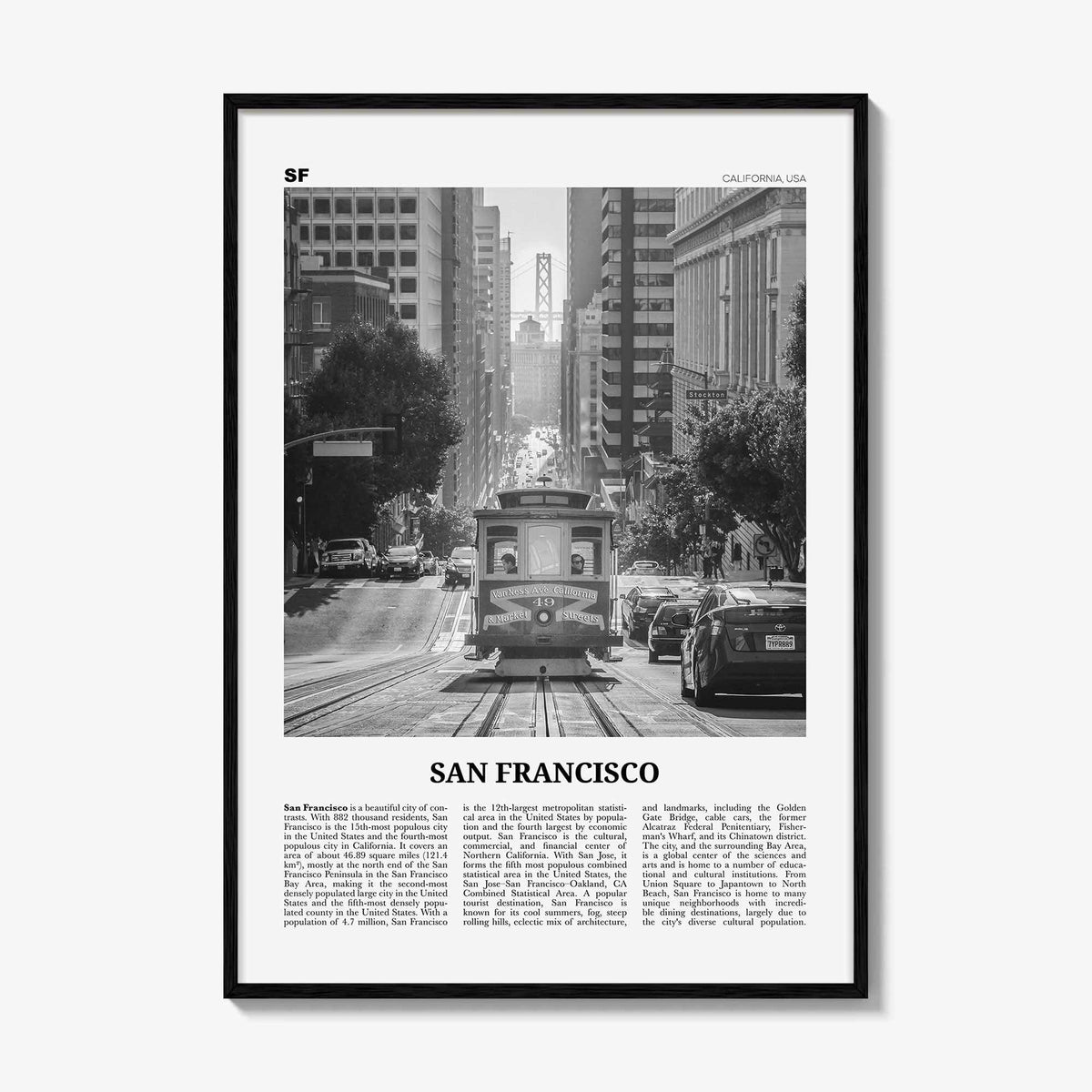 San Francisco Print Black and White No 2, San Francisco Wall Art, San Francisco Poster, San Francisco Photo, California, USA, United States