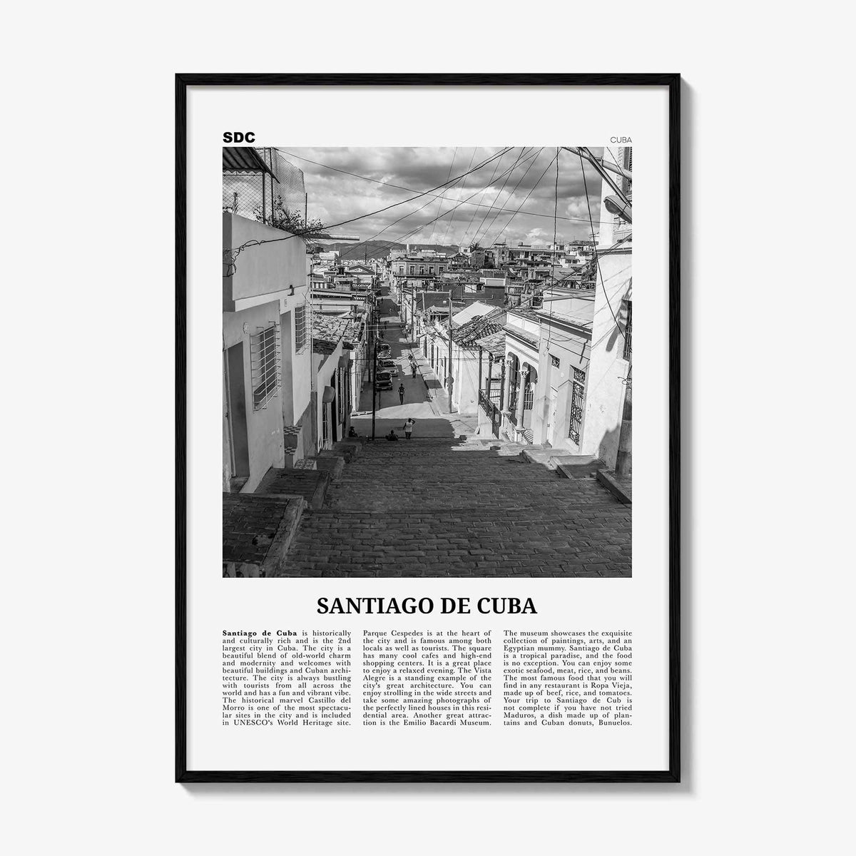 Santiago de Cuba Print Black and White, Santiago de Cuba Wall Art, Santiago de Cuba Poster, Santiago de Cuba Photo, Santiago de Cuba Décor