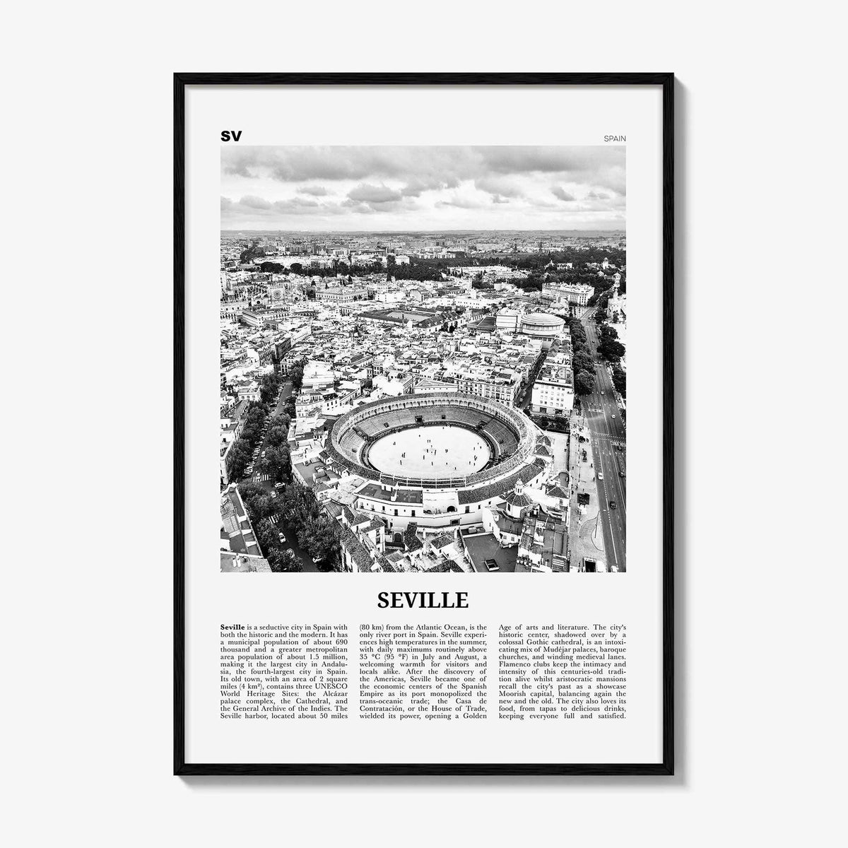 Seville Print Black and White, Seville Wall Art, Seville Poster, Seville Photo, Spain, Sevilla, Andalusia, España, Europe