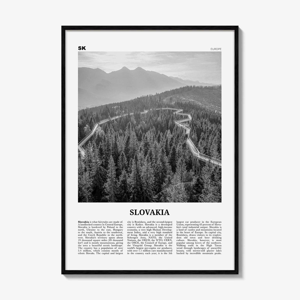 Slovakia Print Black and White, Slovakia Wall Art, Slovakia Poster, Slovakia Photo, Slovak, Slovenská, Slovensko, Bratislava, Košice, Europe