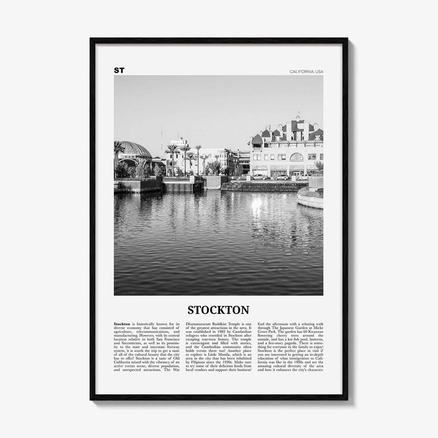 Stockton Print Black and White, Stockton Wall Art, Stockton Poster, Stockton Photo, Stockton Wall Decor, California, USA, United States