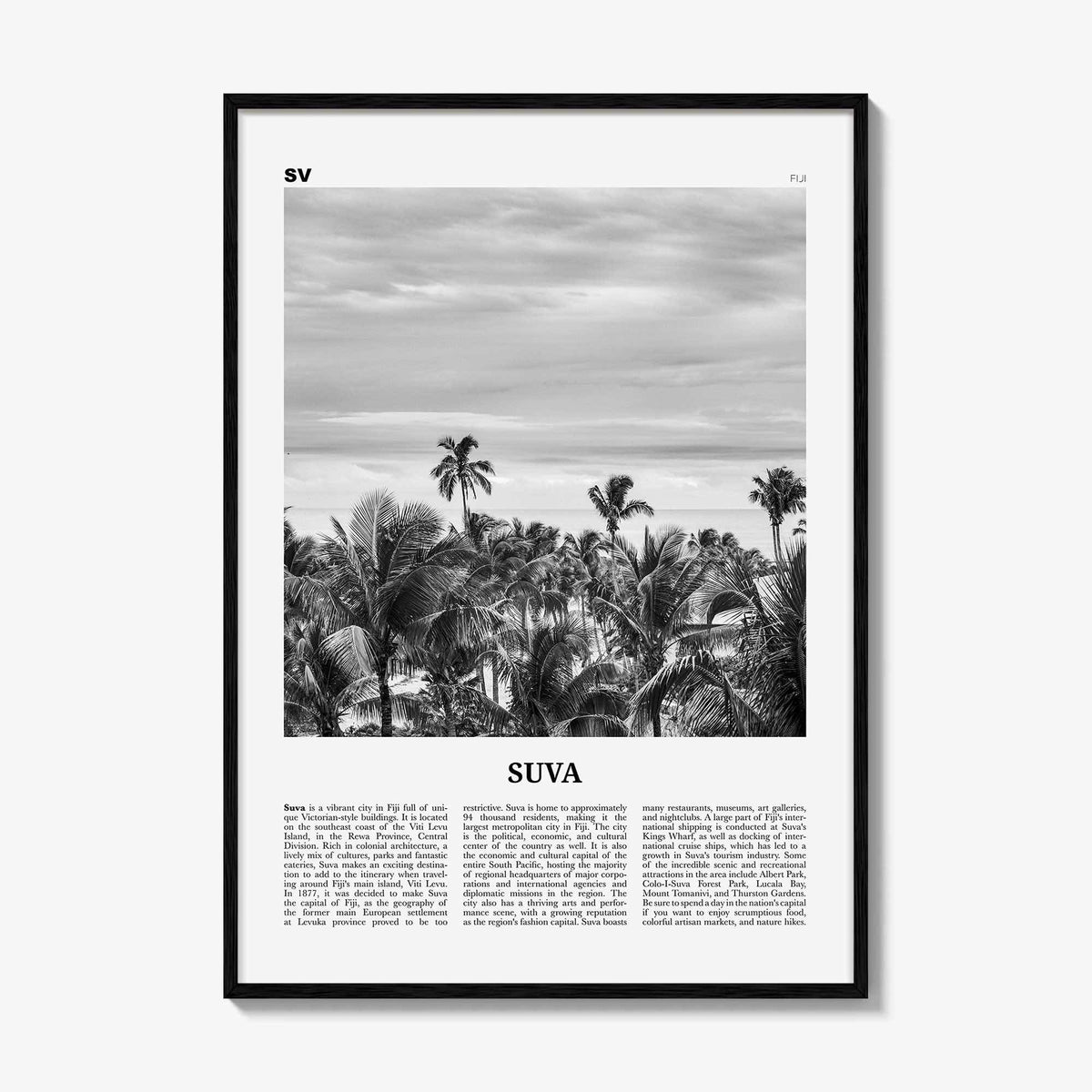 Suva Print Black and White, Suva Wall Art, Suva Poster, Suva Photo, Suva Wall Décor, Fiji, Viti Levu